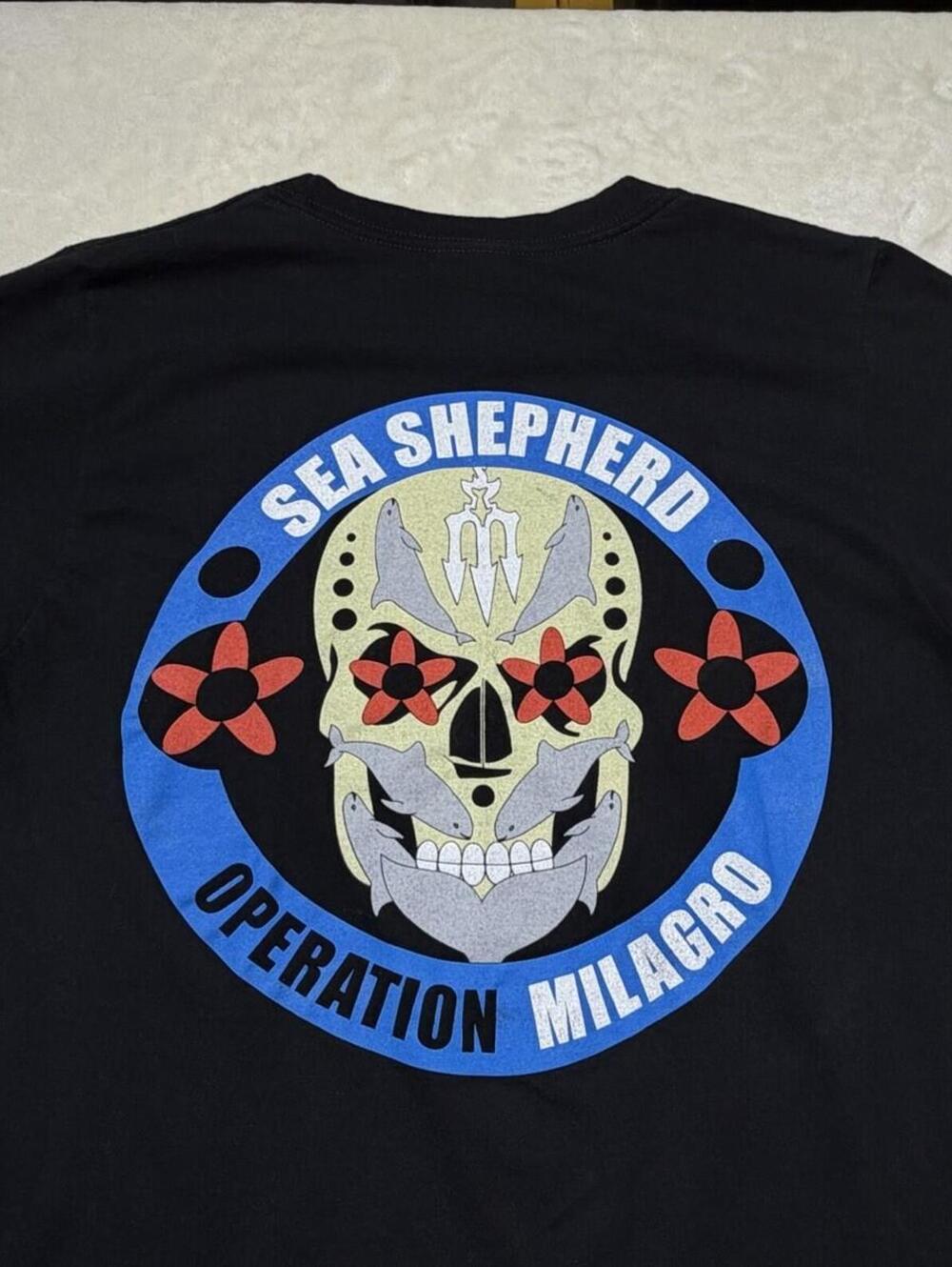 Sea Shepherd Operation Milagro T-Shirt Men’s Small Black Organic Cotton Union